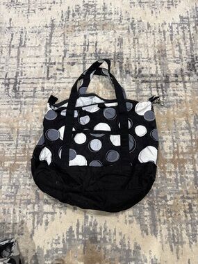 Polka Dot Canvas Tote Bag - Black & White